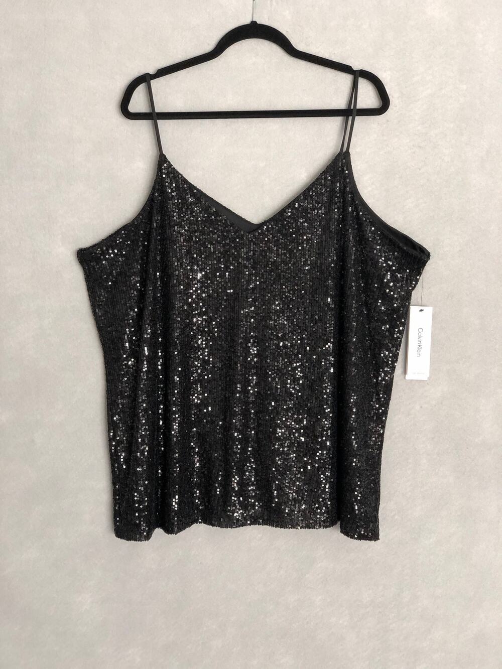 Calvin Klein Sequin Camisole Black Women's 2X NEW